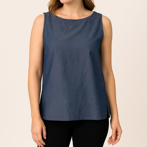 Inclán Studio Houston Chambray Tank Top NWT Sample $214 - Picture 1 of 7